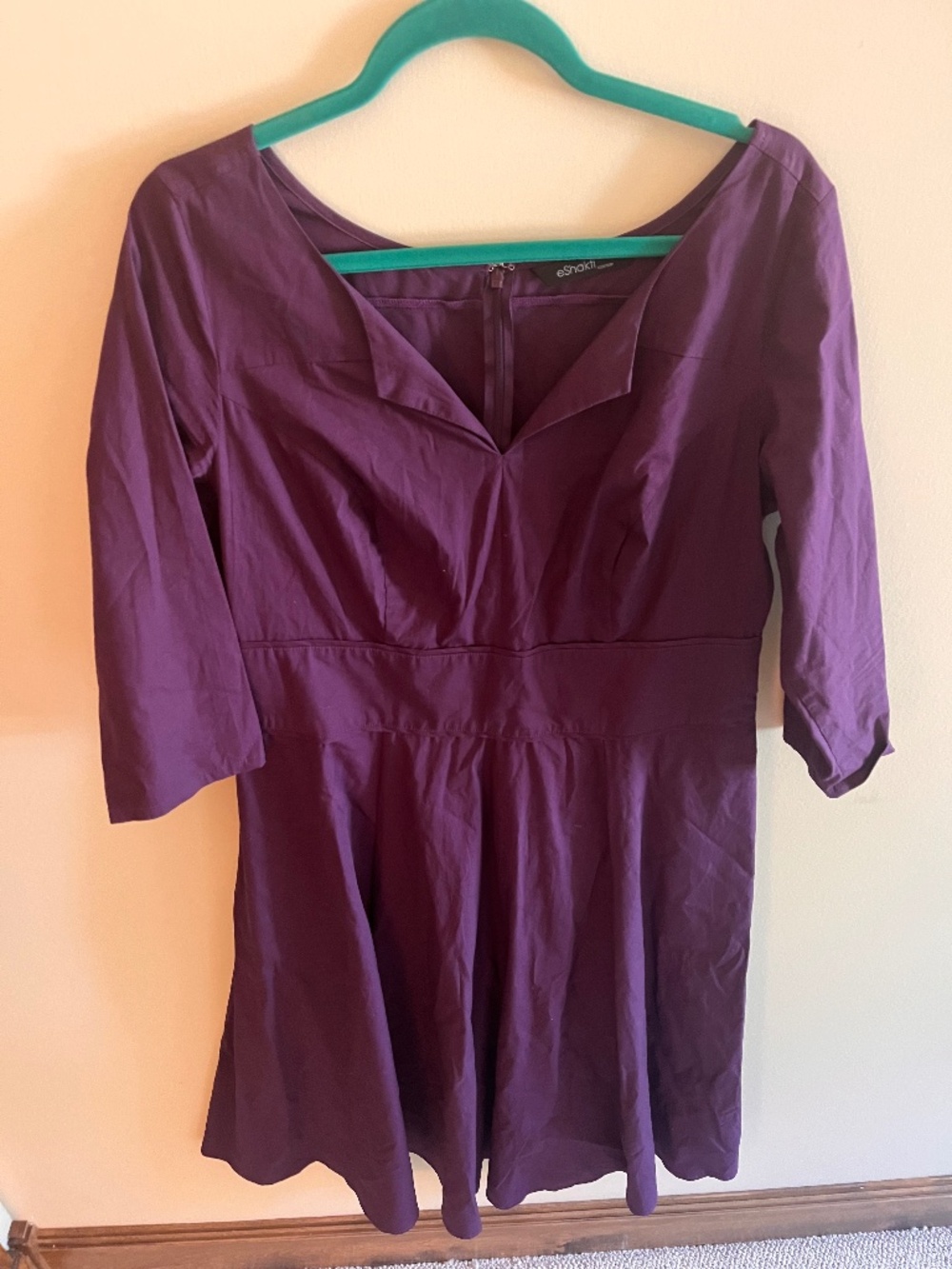 Purple 3/4 Sleeve Semi- Formal Dress